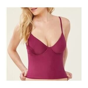 Andie Swim Canary V-Neck Tankini Top Plum NWT Small